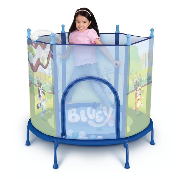Bluey 4' Kids Trampoline with Soft Play Balls