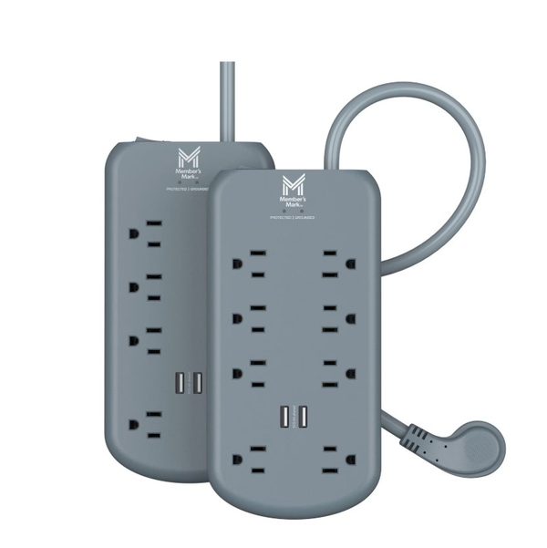 Member’s Mark 6-ft. Surge Protectors w/ 2 USB ports, 2-pk.