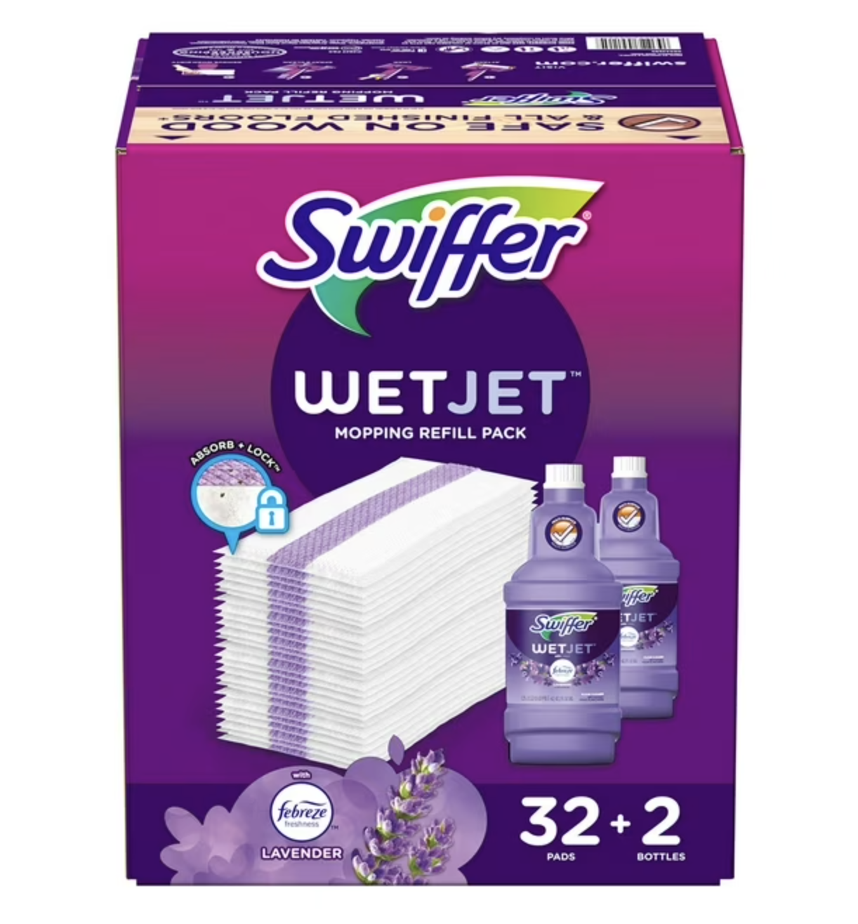 Swiffer WetJet Refill Pack, Lavender, 32 Pads + 2 Refills