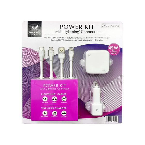 Member's Mark 45W Lightning PD Charger & Cable Kit